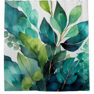 Abstract Teal, Green, Emerald, Botanical