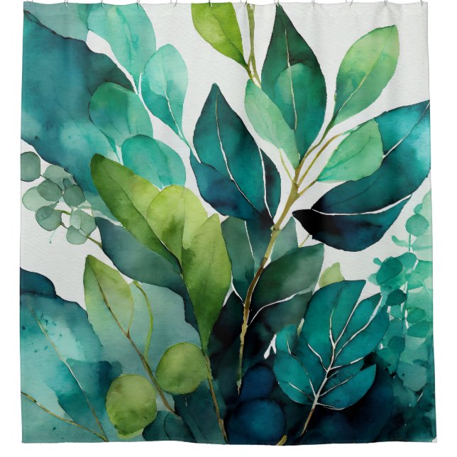Abstract Teal, Green, Emerald, Botanical (Front)