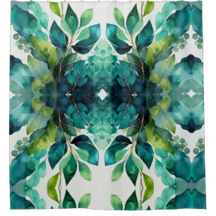 Abstract Teal, Green, Emerald, Botanical