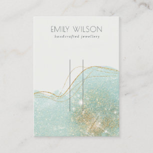 Abstract Teal Green Glitter Shiny Hairpin Display Business Card
