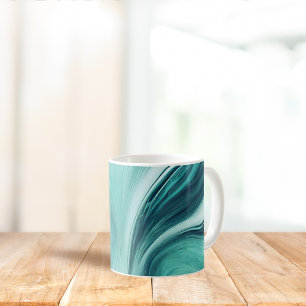Abstract Teal Green Liquid Pour Coffee Mug