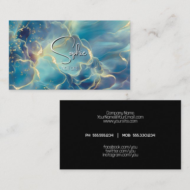 Abstract Teal Moody Sky  Business Card (Front/Back)