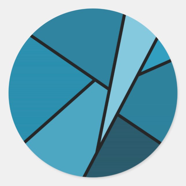 Abstract Teal Polygons Classic Round Sticker (Front)