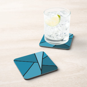 Abstract Teal Polygons Coaster