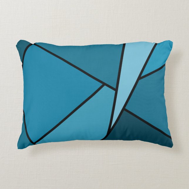 Abstract Teal Polygons Decorative Pillow (Front)
