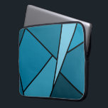 Abstract Teal Polygons Laptop Sleeve<br><div class="desc">Inspired by stained glass, this stylish geometric design contains polygons in various shades of teal outlined in black. A pale blue-green triangle slashes in from the upper right with an array of progressively darker teal quadrangles and other shapes spiralling around it from light to dark. Two dark greenish-blue shapes ground...</div>