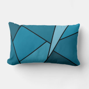 Abstract Teal Polygons Lumbar Pillow