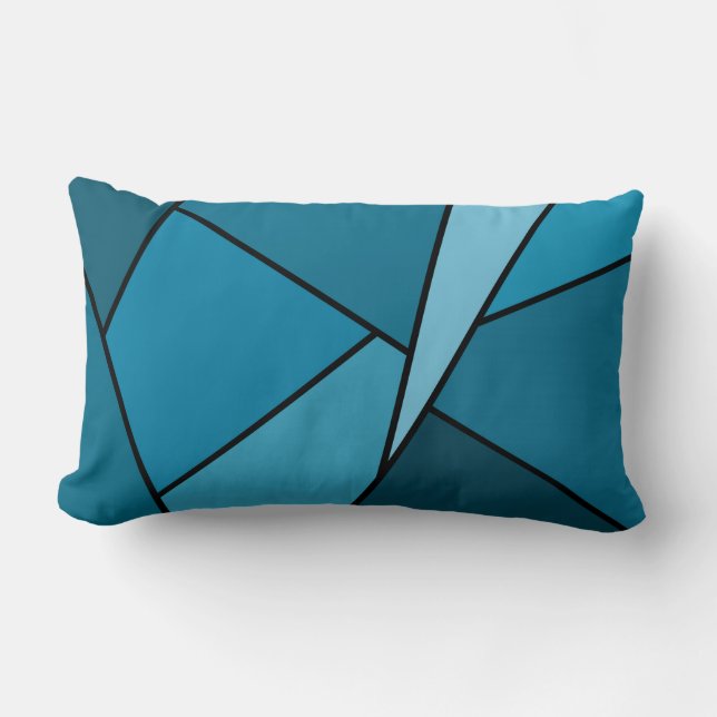 Abstract Teal Polygons Lumbar Pillow (Front)