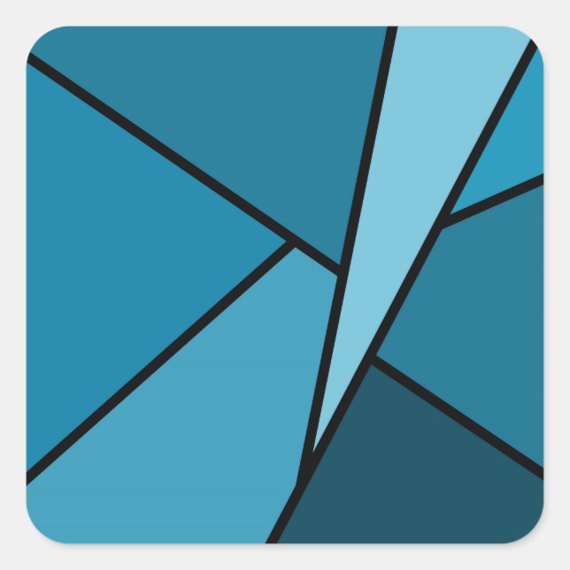 Abstract Teal Polygons Square Sticker (Front)