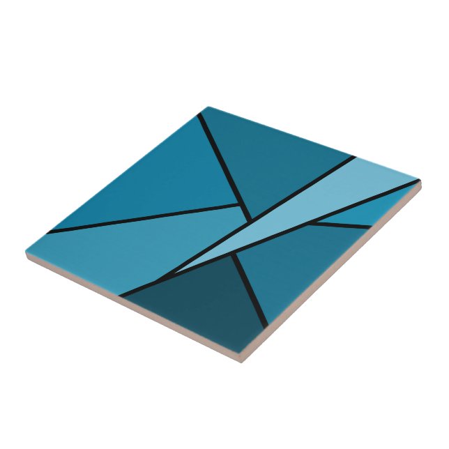 Abstract Teal Polygons Tile (Side)