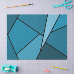 Abstract Teal Polygons Tissue Paper