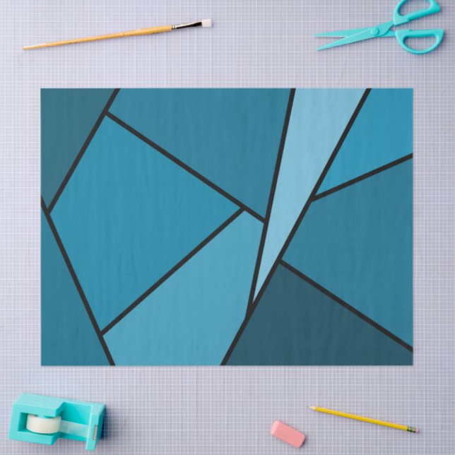 Abstract Teal Polygons Tissue Paper (Craft)