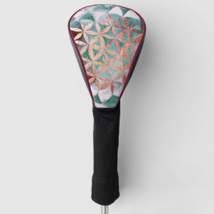 Abstract Teal Rose Gold Watercolor Rosette Pattern Golf Head Cover