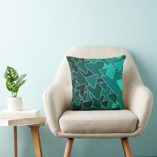 Abstract Teal Triangle Geometric Throw Pillow