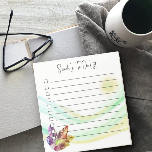 abstract teal watercolor to do list floral notepad (Creator Uploaded)