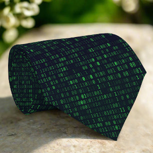 Abstract Technology Binary Code Digital IT Pattern Tie