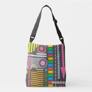 Abstract Technology Control Panel Pattern Crossbody Bag