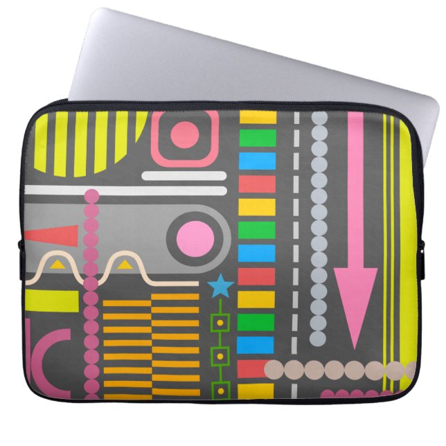 Abstract Technology Control Panel Pattern Laptop Sleeve (Front)