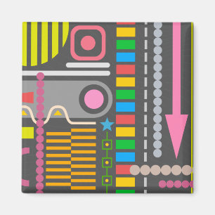 Abstract Technology Control Panel Pattern Magnet