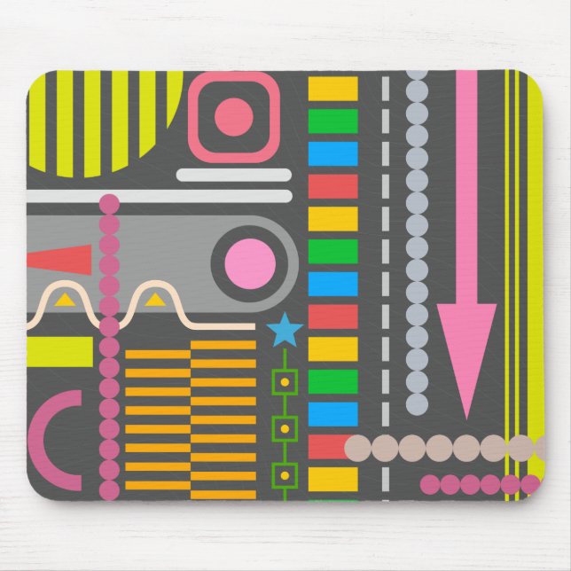 Abstract Technology Control Panel Pattern Mouse Pad (Front)