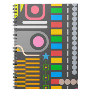 Abstract Technology Control Panel Pattern Notebook