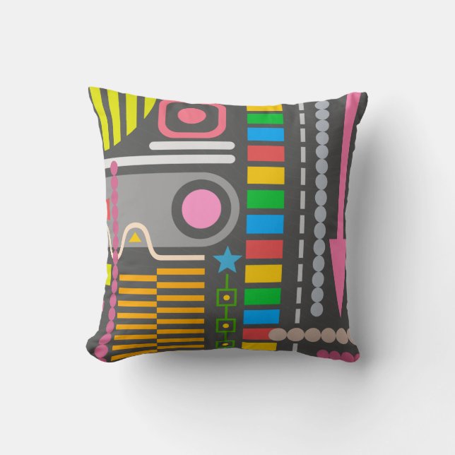 Abstract Technology Control Panel Pattern Throw Pillow (Front)