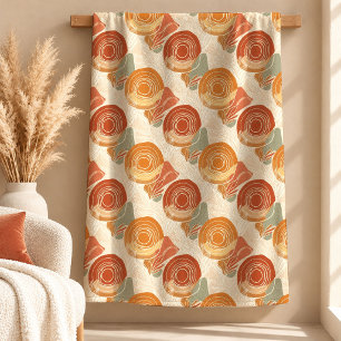 Abstract Terracotta Sage Boho Rainbow Shapes Blank Fleece Blanket