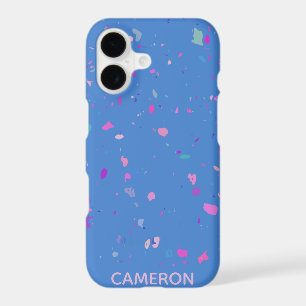 Abstract Terrazzo Galaxy in Blue Personalized Name
