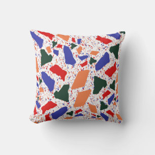 Abstract Terrazzo Hand Drawn Colourful Pattern Throw Pillow