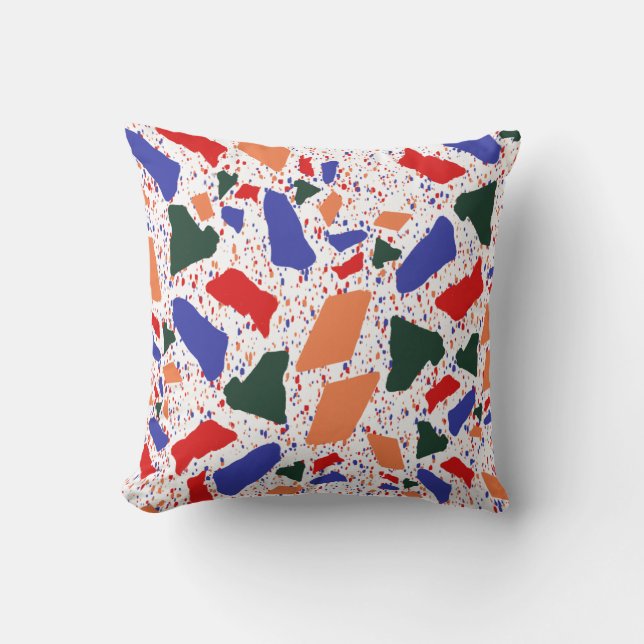 Abstract Terrazzo Hand Drawn Colourful Pattern Throw Pillow (Front)