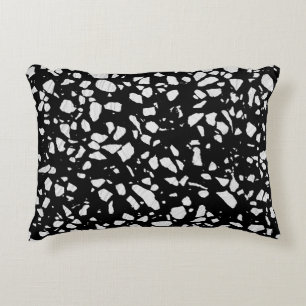 Abstract Terrazzo Mosaic Black and White Pattern  Accent Pillow