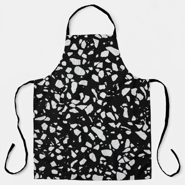 Abstract Terrazzo Mosaic Black and White Pattern   Apron (Front)
