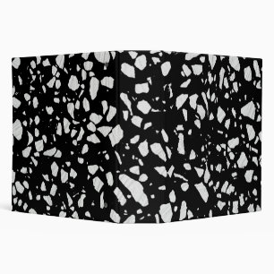 Abstract Terrazzo Mosaic Black and White Pattern Binder