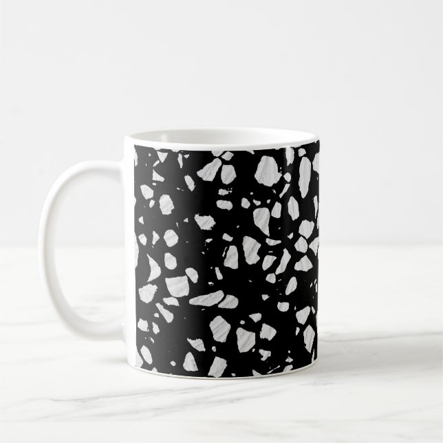 Abstract Terrazzo Mosaic Black and White Pattern   Coffee Mug (Left)