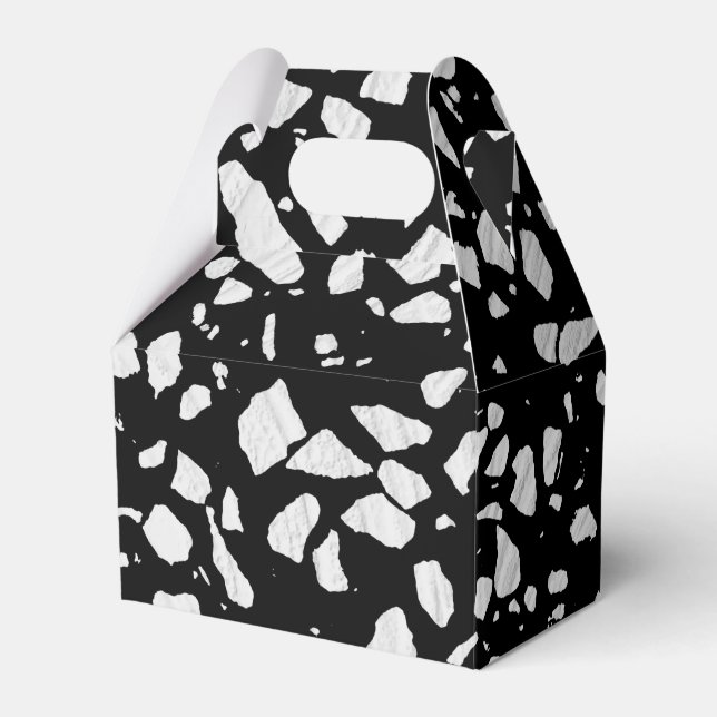 Abstract Terrazzo Mosaic Black and White Pattern  Favor Box (Front Side)