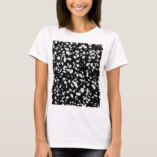 Abstract Terrazzo Mosaic Black and White Pattern  T-Shirt (Front)