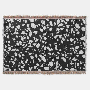Abstract Terrazzo Mosaic Black and White Pattern  Throw Blanket