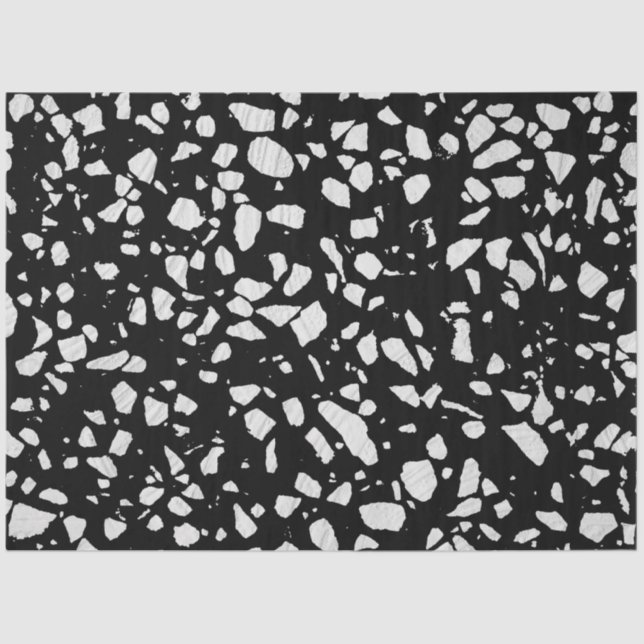 Abstract Terrazzo Mosaic Black and White Pattern  Tissue Paper (Front)