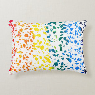 Abstract Terrazzo Mosaic Colourful Rainbow Pattern Accent Pillow