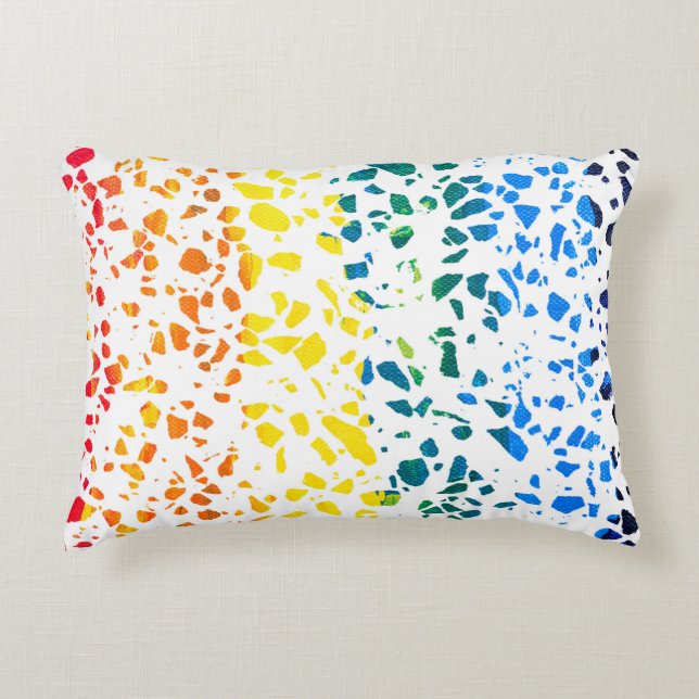 Abstract Terrazzo Mosaic Colourful Rainbow Pattern Accent Pillow (Front)