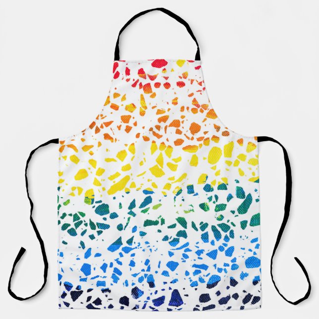 Abstract Terrazzo Mosaic Colourful Rainbow Pattern Apron (Front)