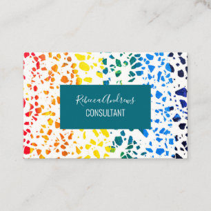 Abstract Terrazzo Mosaic Colourful Rainbow Pattern Business Card