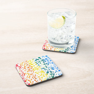 Abstract Terrazzo Mosaic Colourful Rainbow Pattern Coaster