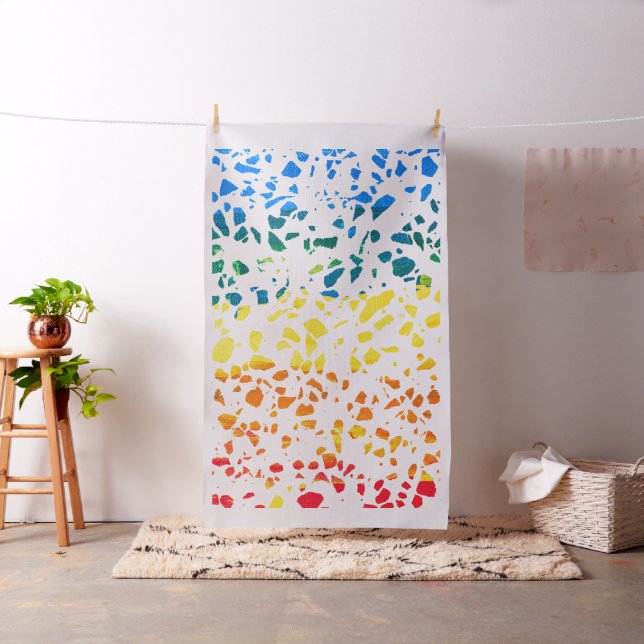 Abstract Terrazzo Mosaic Colourful Rainbow Pattern Fabric (In Situ)