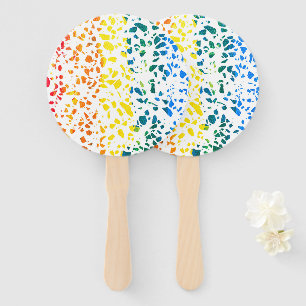 Abstract Terrazzo Mosaic Colourful Rainbow Pattern Hand Fan