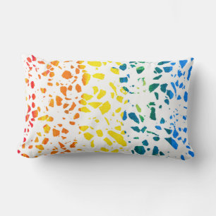 Abstract Terrazzo Mosaic Colourful Rainbow Pattern Lumbar Pillow