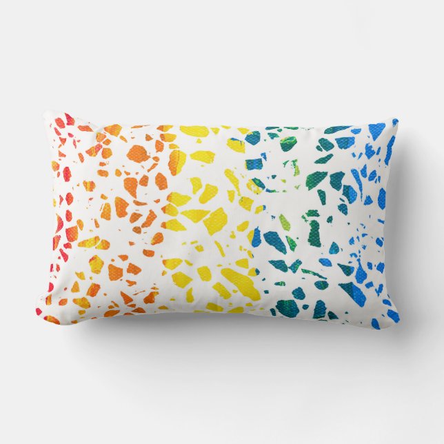 Abstract Terrazzo Mosaic Colourful Rainbow Pattern Lumbar Pillow (Front)
