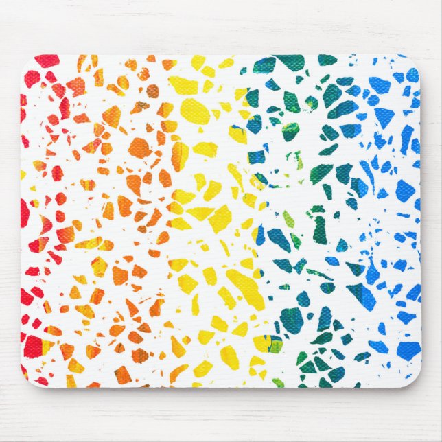 Abstract Terrazzo Mosaic Colourful Rainbow Pattern Mouse Pad (Front)