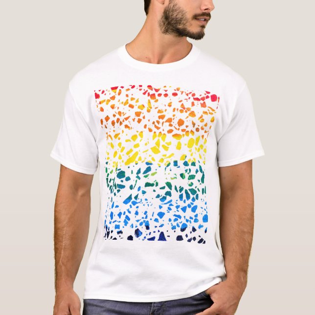 Abstract Terrazzo Mosaic Colourful Rainbow Pattern T-Shirt (Front)