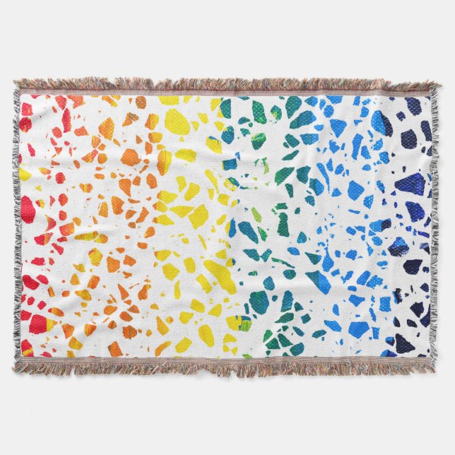 Abstract Terrazzo Mosaic Colourful Rainbow Pattern Throw Blanket (Front)